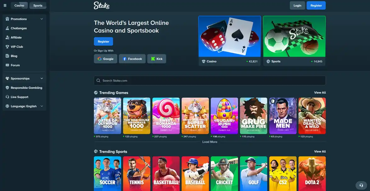Главная страница Стейк казино — официальный сайт Stake 2026